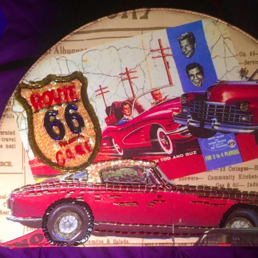 Route 66 Top Handle Travel Makeup Hard Train Case Vintage